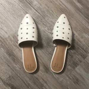 White studded mules